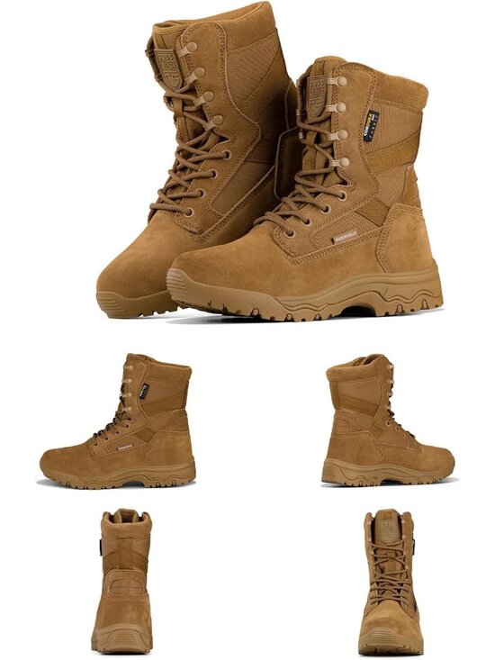 Men\'s Dark Brown Combat Boots Durable Suede Leather Military Boot Desert Boot